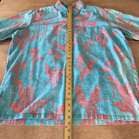 Vintage Reyn Spooner Hawaiian Shirt Men XXL Blue Floral Button Down Pullover - Picture 5 of 12